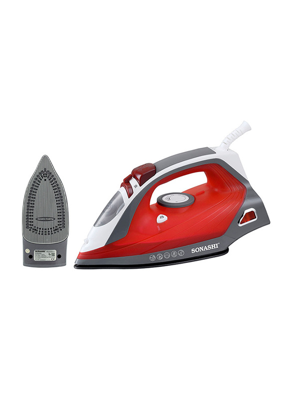 Sonashi Steam Iron, with Ceramic Soleplate, 2400W, SI 5067C, Red/White