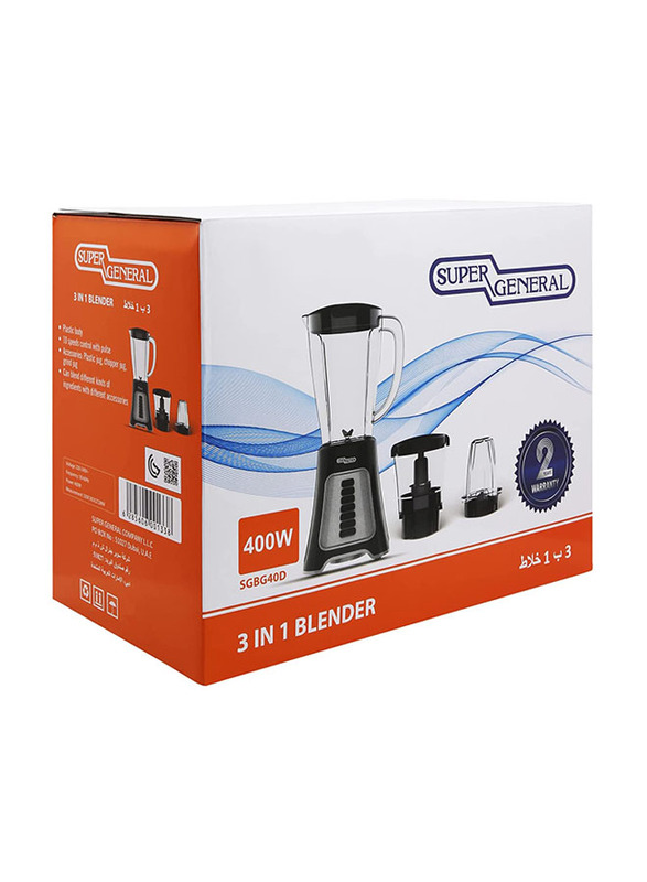

Super General 3-in-1 Blender, 400W, SGBG-40-D, Black