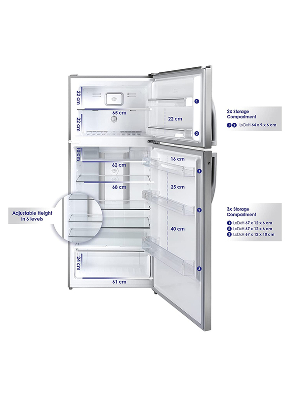 Super General 610L Gross Top Mount Refrigerator Freezer, SGR615l, Silver