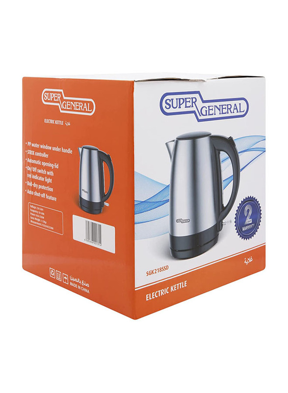 

Super General 1.7L Stainless Steel Electric Water Kettle, 2200W, SGK-218-SSD, Silver