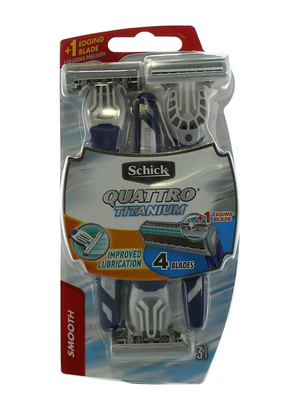 

Schick Quattro Titanium Smooth 4 Blades Razors, Blue, 3 Pieces