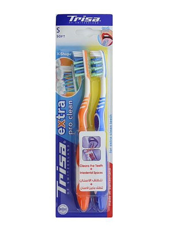 

Trisa Extra Pro Clean Soft Toothbrush, Multicolour, 2 Pieces