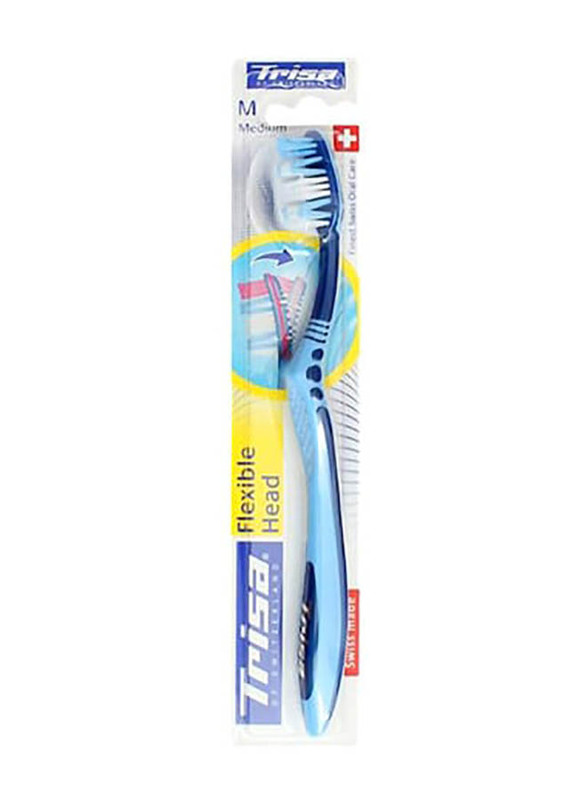 

Trisa Flexible Head Medium Toothbrush, Blue, 1 Piece