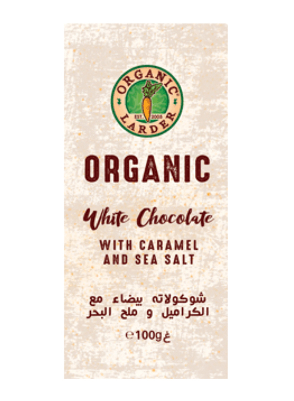 Organic Larder Organic White Chocolate with Caramel & Sea Salt, 100g
