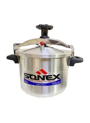 Sonex 20Ltr Classic Aluminium Metal Finish Round Pressure Cooker, Silver