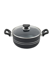 Majestic 26cm Non-Stick Casserole with Glass Lid, Black