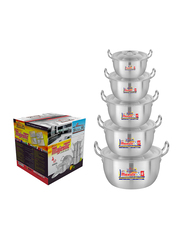 Majestic 5-Piece Metal Finish Delish Cooking Pot Set, 2 x 6, Silver