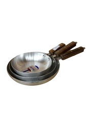 Royal Cuisine 3-Piece Aluminium Metal Finish Round Super Fry Pan Set, Silver/Brown