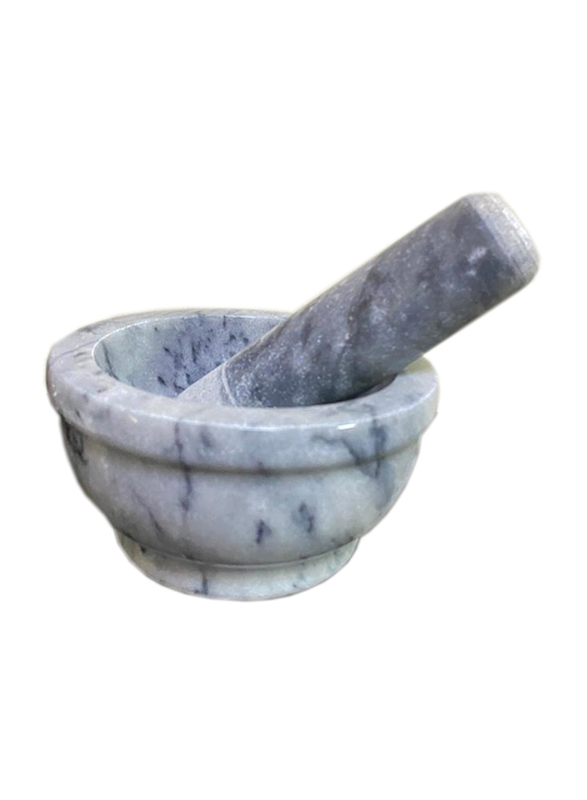 

A to Z 7-inch Marble Mortar and Pestle, White/Grey