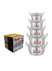 Majestic 5 Piece Metal Finish Delish Cooking Pot Set, 3 x 7, Silver
