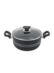 Majestic 20cm Non-Stick Casserole with Glass Lid, Black