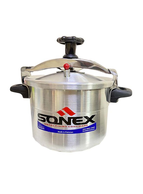 Sonex 15Ltr Classic Aluminium Metal Finish Round Pressure Cooker, Silver
