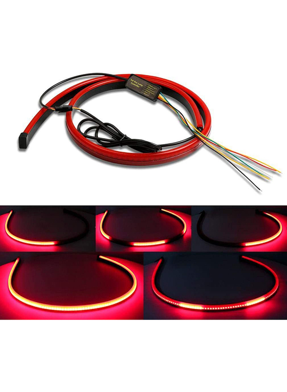Car Brake Turn Signal Flowing Light LED Lamp Strip Tail Decoration, Red