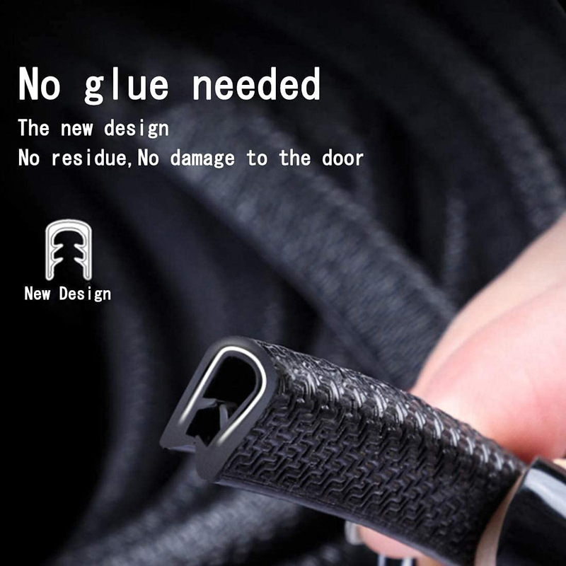 33-Feet(10M) Rubber U Shape Anti-Collision Clips Fit Long Car Door Edge Guards, Black