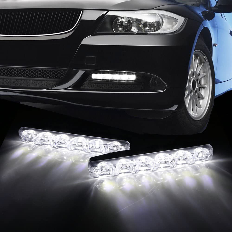 

MountNmist 6-LED Universal Fit LED Daytime Running Lights for Car, White, 6 Pieces