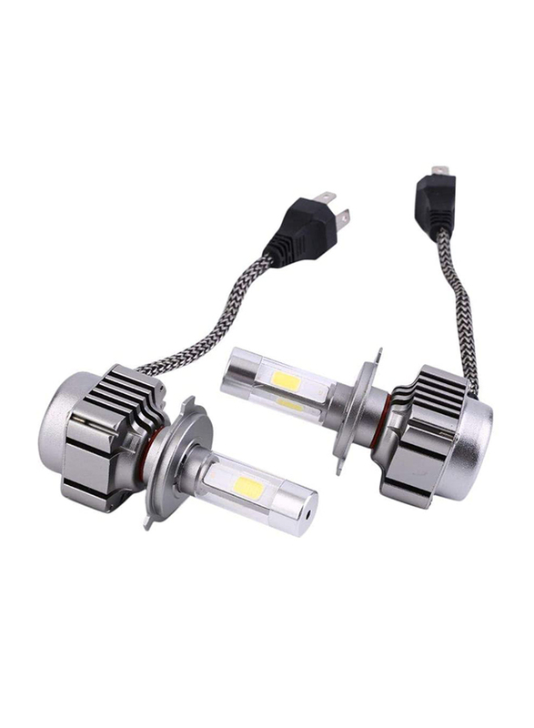

Generic Super Brightness H4 12000LM Cob LED Hi Low Beam Headlight Kit, 120W, 2 Pieces, Silver/White