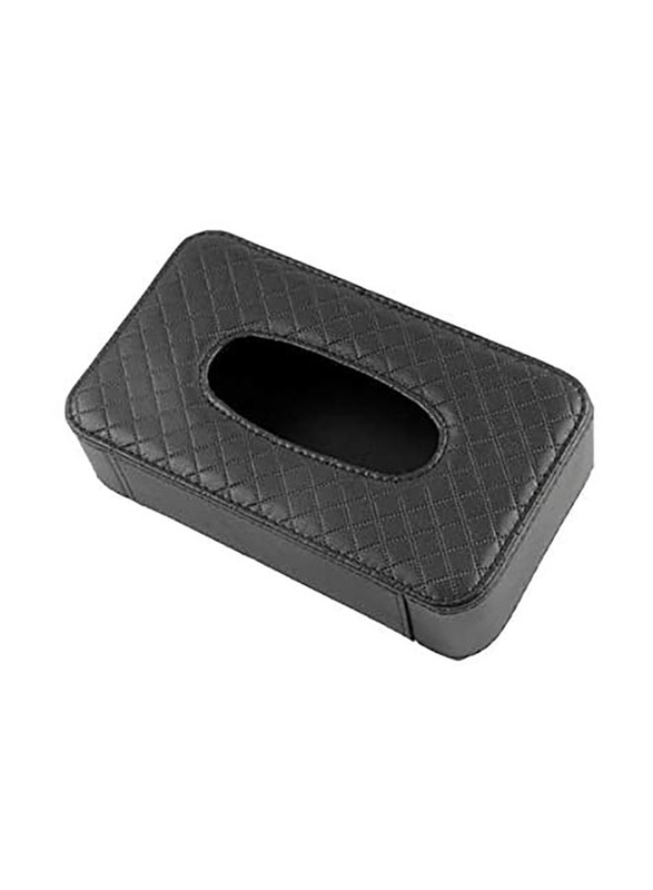 

Generic PU Leather Clip Car Sun Visor Tissue Box Holder, Black