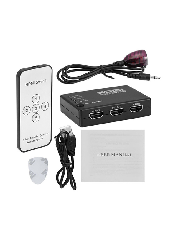 

Unbranded 5-Port HD 1080P Video HDMI Hub Switch Switcher Splitter with IR Remote for HDTV PS3 DVD, Black