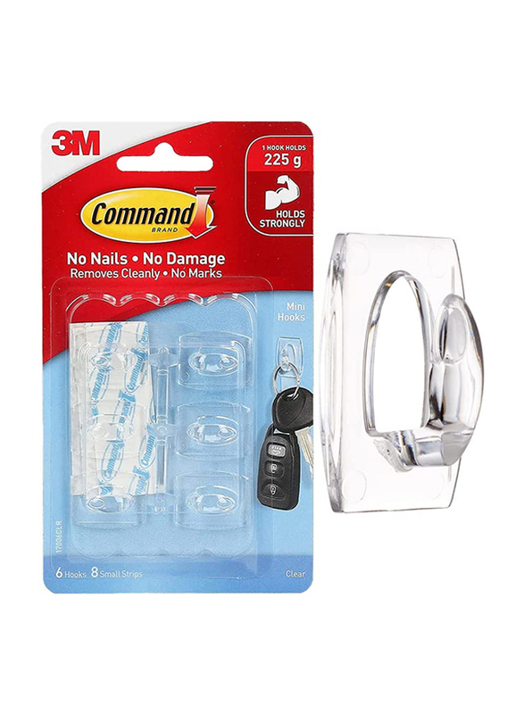 

Command 3M Mini Hooks with Strips, Clear