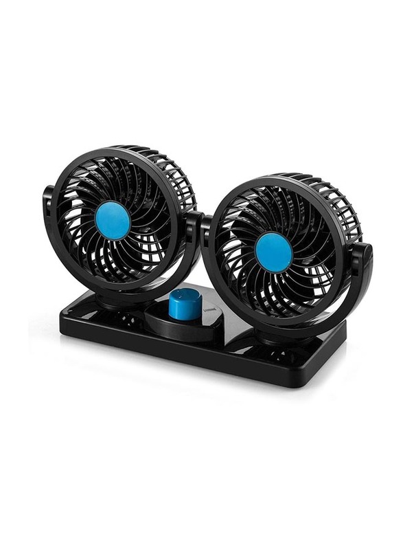 

Generic 12V DC Rotatable 2 Speed Dual Blade Dashboard Electric Cooling Car Fan with 9FT Cord Quiet Strong, Black/Blue