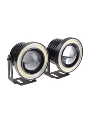 High Power LED Fog Light Projector Cob with White Angel Eye Ring, 15W, 1 Pair