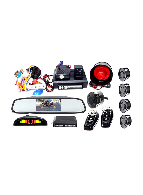 

Shenu Universal Keyless Entry Car Alarm Systems, 4 Sensors with TFT Led Screen Radar Monitor Camera, Black/Red