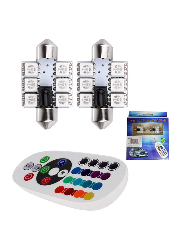 

Generic 7 Changeable Colors Interior Car LED lights, with Remote Control, 41mm, 2 Pieces, Multicolour