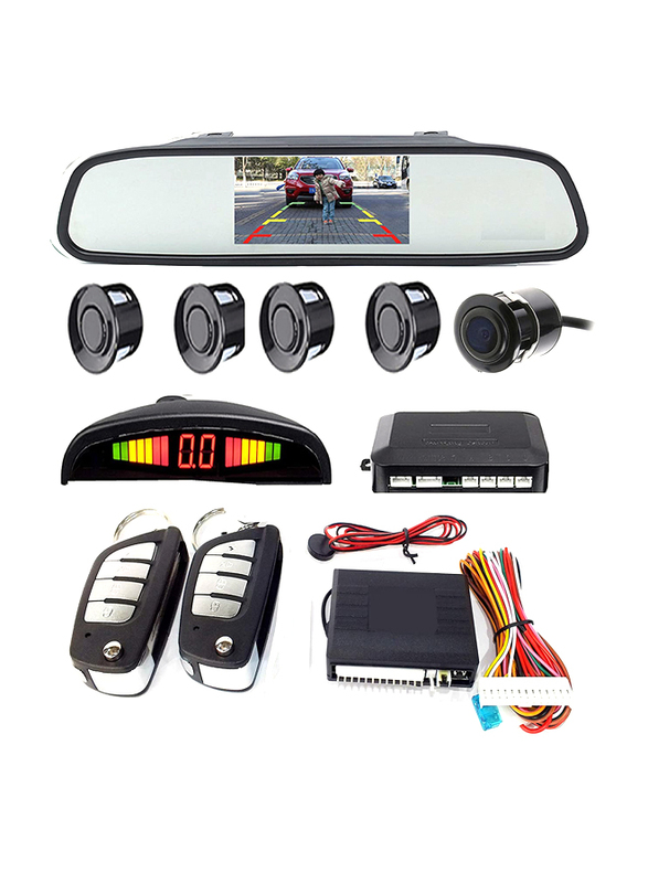 

Shenu Universal Car Parking Sensors and Reverse Auto Assistance Backup Radar System with TFT LED Screen and Reverse Camera, 4 Sensors, Keyless Entry S
