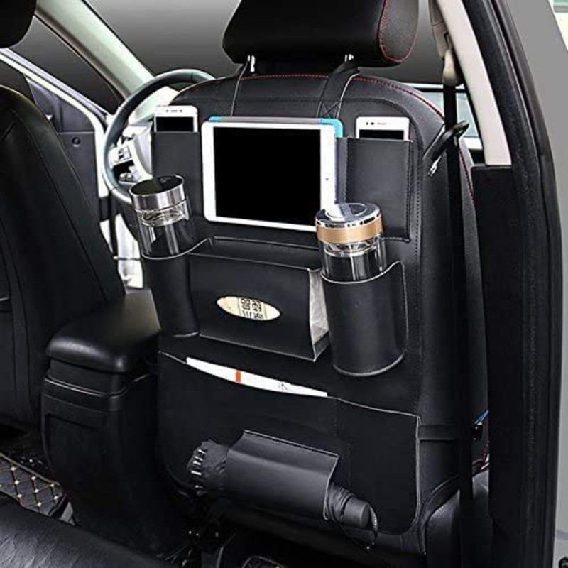 

Generic Car Seat Universal Organizer Mobile and Tab Holder for Kids Seat Back Protector, Black