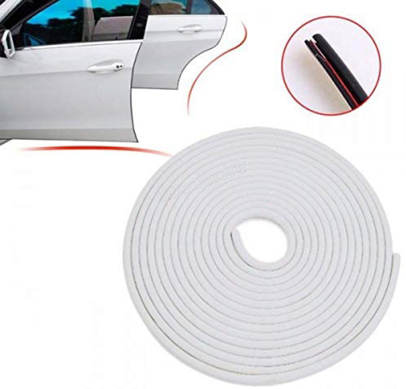Anti-Collision Rubber U Shape Protector Car Door Edge, White, 5 Meters