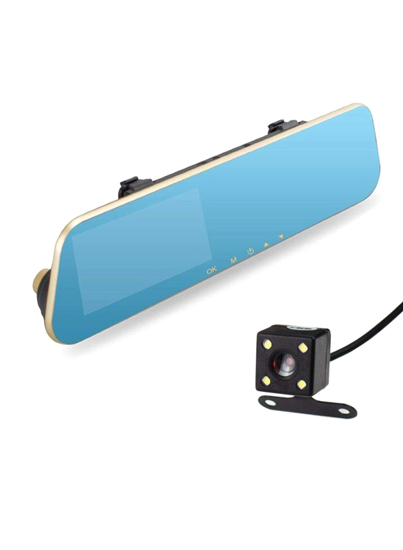 

Generic 4.3" Full HD 1080P Dual Lens Car Dash Camera with 170 Wide Angle Front and Rear Mirror Backup Camera and G-Sensor, Blue