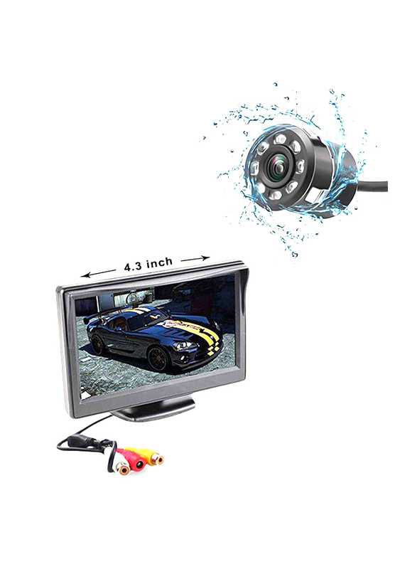 

Generic Car Reverse Parking Assistance 4.3" TFT LCD Monitor with 8 LED Night Vision Car Reverse Camera, Black