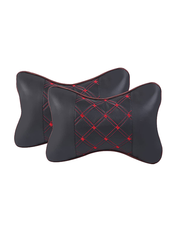 

Generic Leather Neck Pillow, 2 Pieces, Black/Red