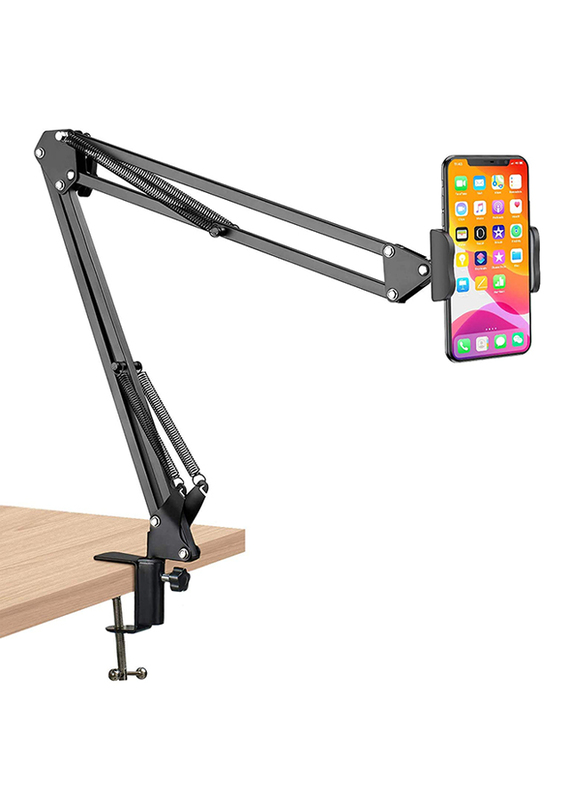 

Generic Flexible 360° Rotation Long Arm Bracket Phone Holder Stand, Black