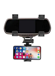360 Rotation Adjustable Car Rearview Mirror Mount Universal Phone Holder, Black