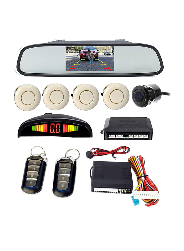 

Shenu Universal Car Parking Sensors and Reverse Auto Assistance Backup Radar System with TFT LED Screen and Reverse Camera, 4 Sensors, Keyless Entry S