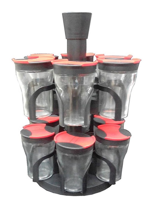 

Generic Dania Spice Rack Set, 12-Piece, Black/Red