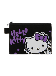 Hello Kitty Fabric Zip Closure Printed Coin Purse for Girls, Black, Model No. 93262