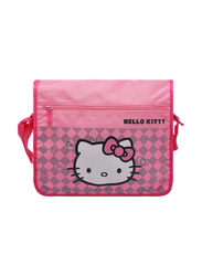 Hello Kitty Polyester Grid Cross Body Mail Messenger Bag for Girls, Pink, Model No. 755877