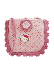 Hello Kitty Wool Flower Soft Woven Details Shoulder Bag for Girls, Pink, Model No. 859133