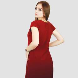 Kidwala Round Neck Short Sleeve Long Plain Simple Maxi Dress, Extra Large, Red