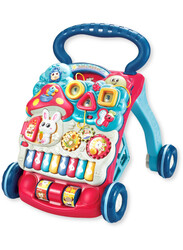 FITTO Sit-to-Stand Learning Activity Walker, 3 in-1 Baby Walker With Multifunctional Musical Removable Play Panel, Blue