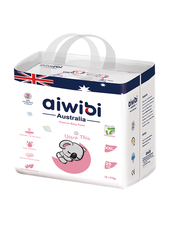 Aiwibi Lovely Thinker Ultra Thin Premium Baby Pants, Size XXL, 16-21 kg, 20 Count