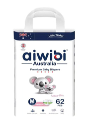 Aiwibi Little Thinker Ultra Thin Premium Baby Diapers, Size M, 5-9 kg, 62 Count