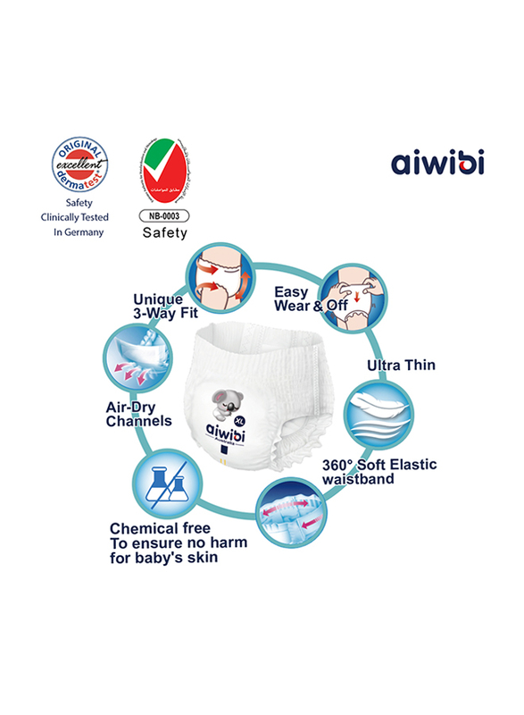 Aiwibi Lovely Thinker Ultra Thin Premium Baby Pants, Size XXL, 16-21 kg, 36 Count