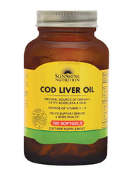 Sunshine Nutrition Cod Liver Oil Dietary Supplement, 100 Softgels