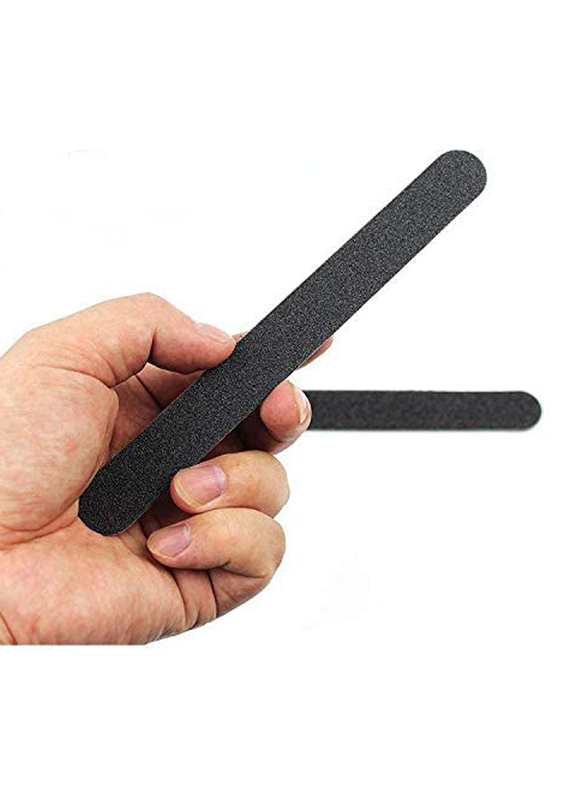 Wooden Emery Board Sandpaper Manicure Tool Disposable Sanding Nail File, 10 Pieces, Black