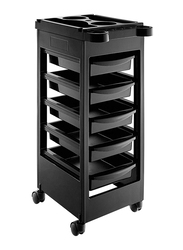 Saloniture Beauty Salon Rolling Trolley Cart with 5 Drawers, Black