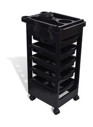 Hair Salon Plastic Trolley with Wheels, Black