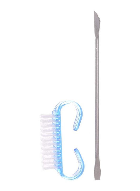 Manicure Pedicure Tools Brush and Nail Pusher, Blue